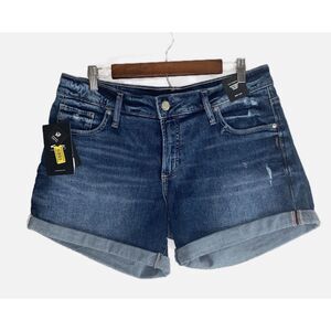 Silver Jeans Boyfriend Jean Shorts Mid Rise Cuffed 4.5” Inseam Stretch Size 31